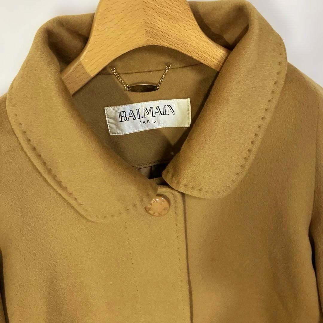 BALMAIN バルマン／アンゴラ　シルク　コート　ロングコート　キャメル