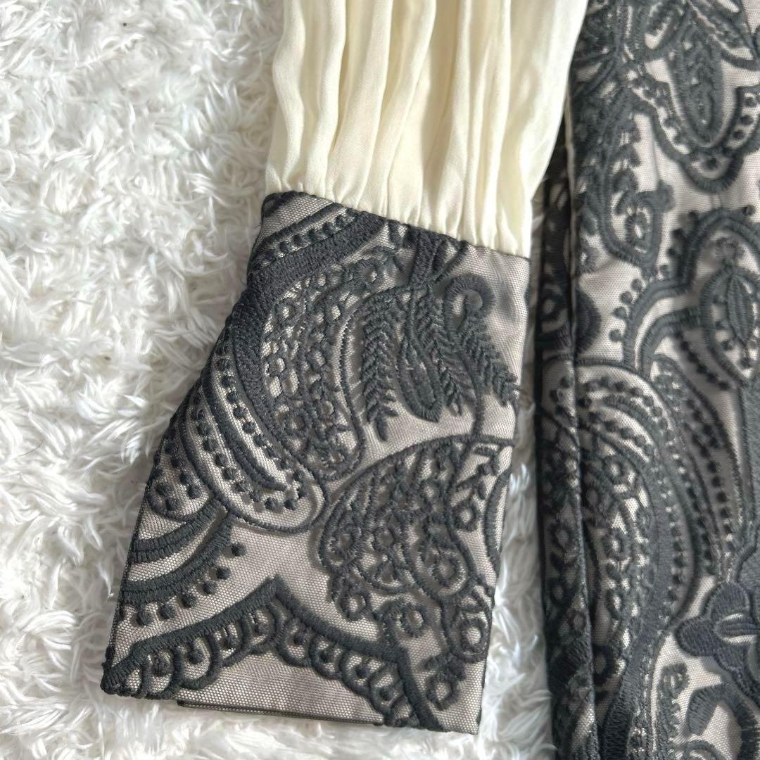 【美品・24SS】　ANDRESD　ダマスクギャザードレス　ワンピース　カーキ