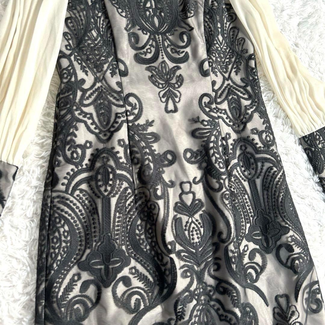 【美品・24SS】　ANDRESD　ダマスクギャザードレス　ワンピース　カーキ