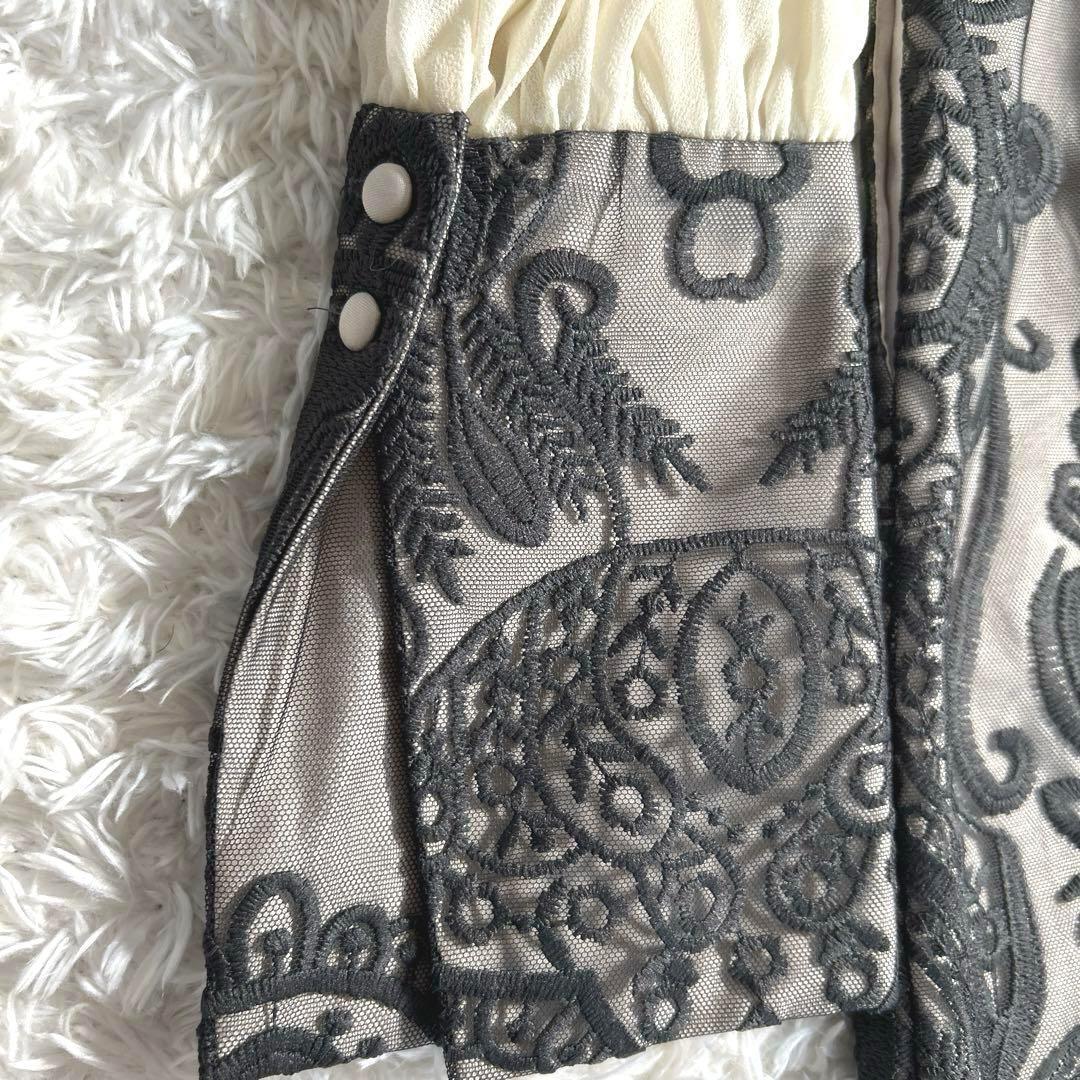 【美品・24SS】　ANDRESD　ダマスクギャザードレス　ワンピース　カーキ