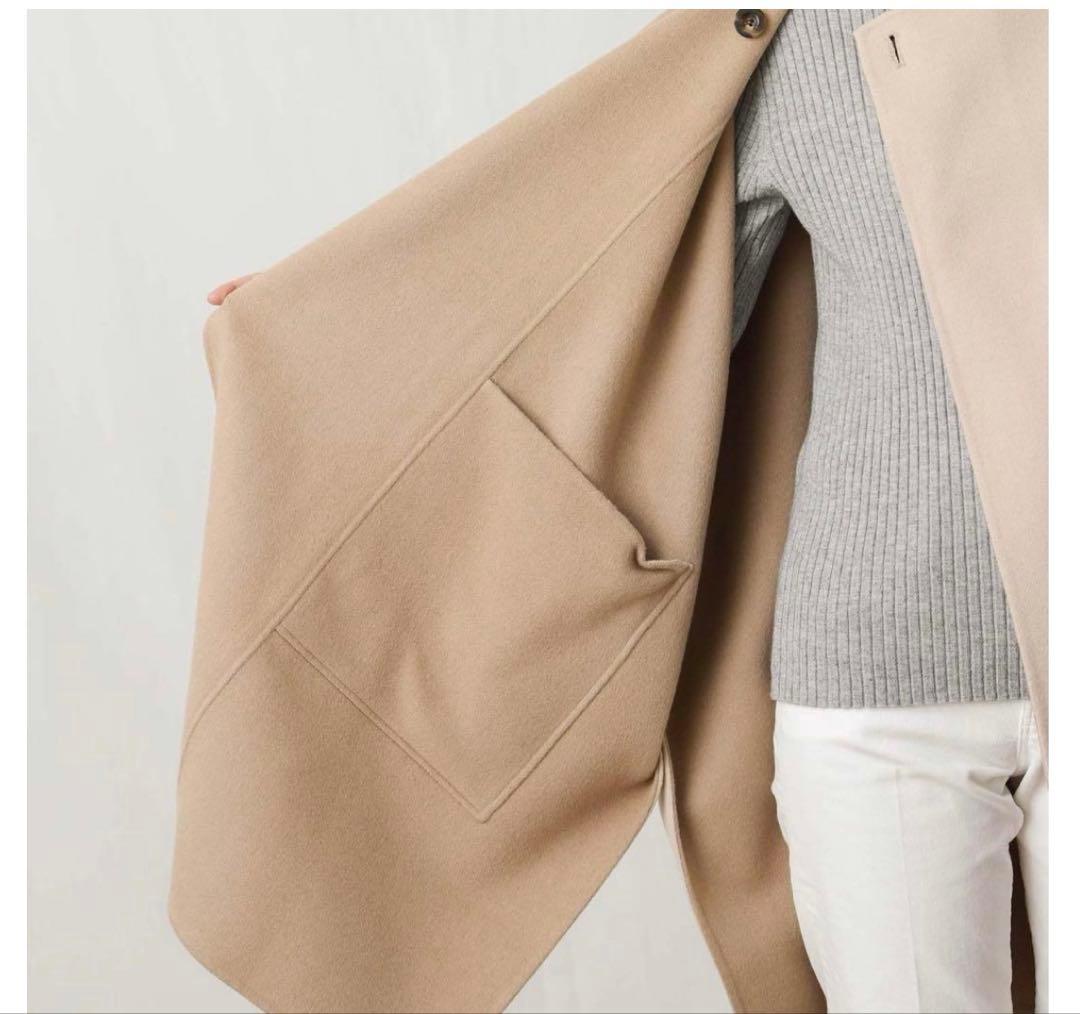 クロシェ　ポンチョ　マント　コート　ベージュ　ウール　CLOCHE 2way