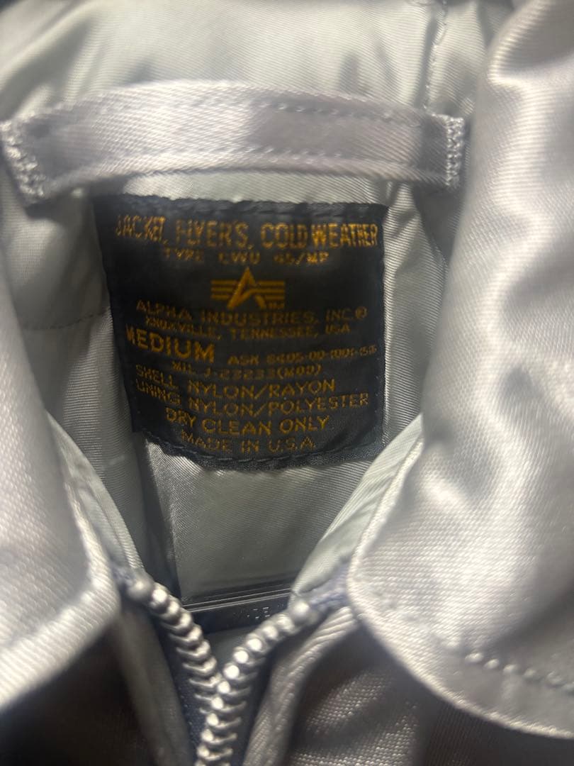 ALPHA INDUSTRIES CWU 45/MPフライトJKT