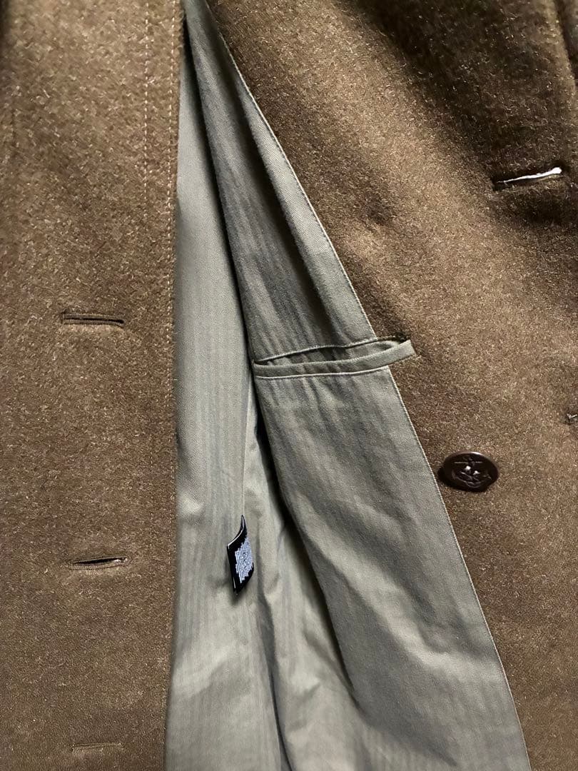 RRL ウール製ピーコート カーキ