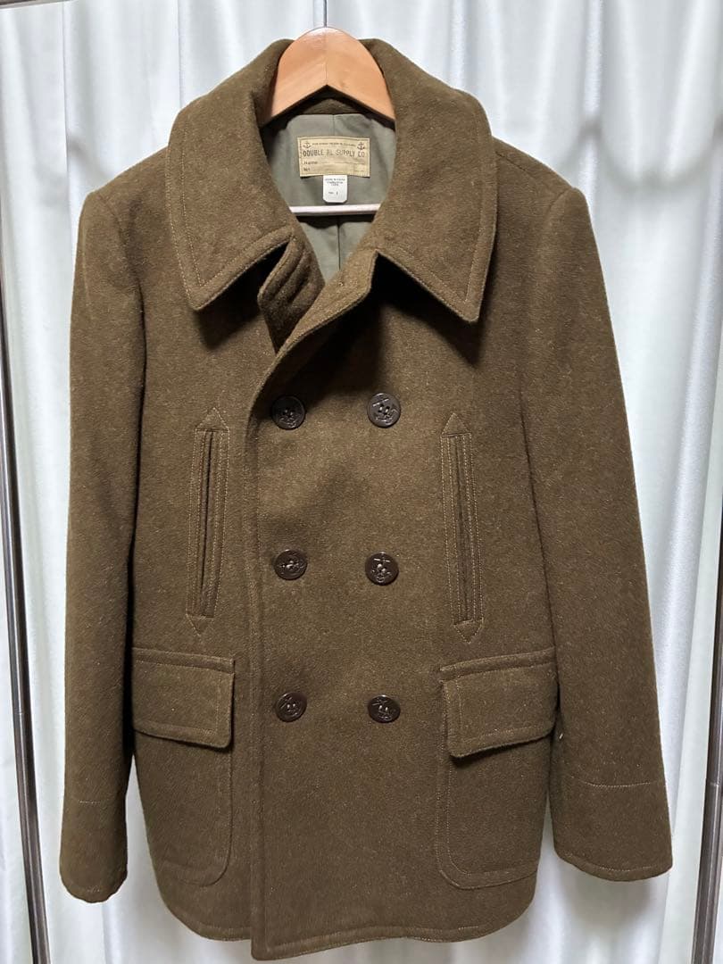 RRL ウール製ピーコート カーキ