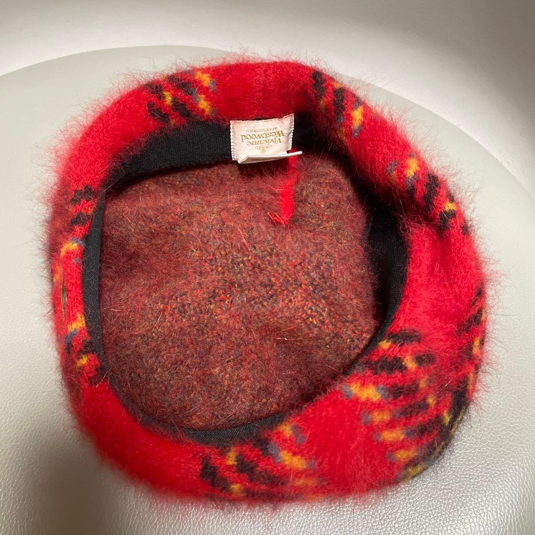 ヴィヴィアンウエストウッド 赤 チェック ベレー帽