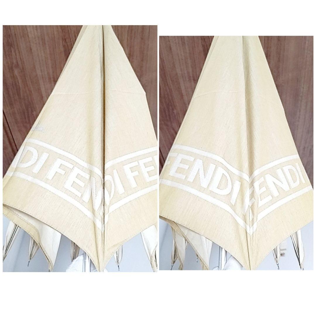 フェンディ　晴雨兼用　日傘　折りたたみ　　ロゴ　傘袋付き　クリーム色