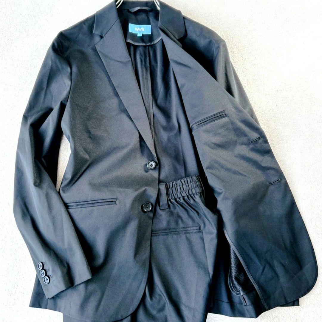 【極美品】ワークウェアスーツ トラベルジャケット セットアップ 洗濯可能 黒 S