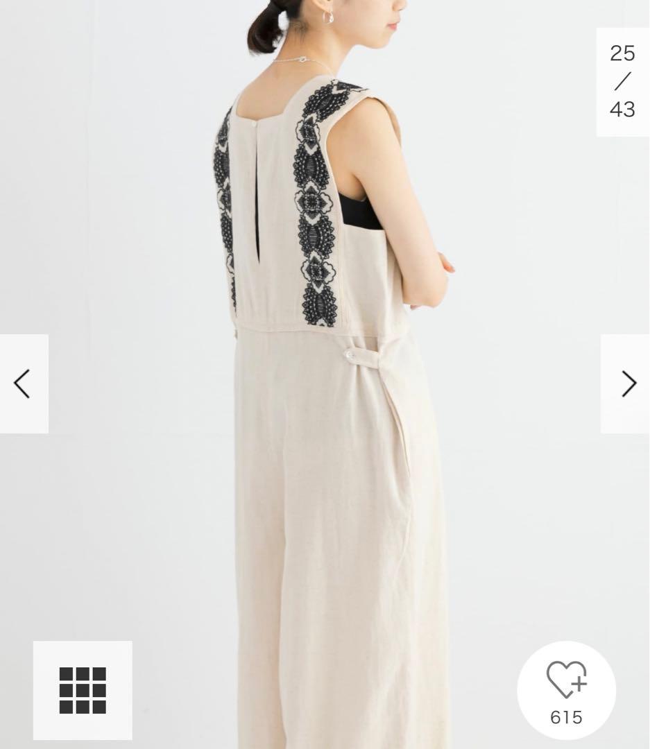 新品タグ付◆ URBAN RESEARCH コットンリネン刺繍オールインワン