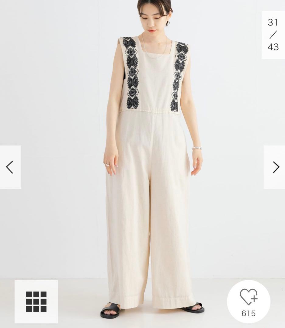 新品タグ付◆ URBAN RESEARCH コットンリネン刺繍オールインワン