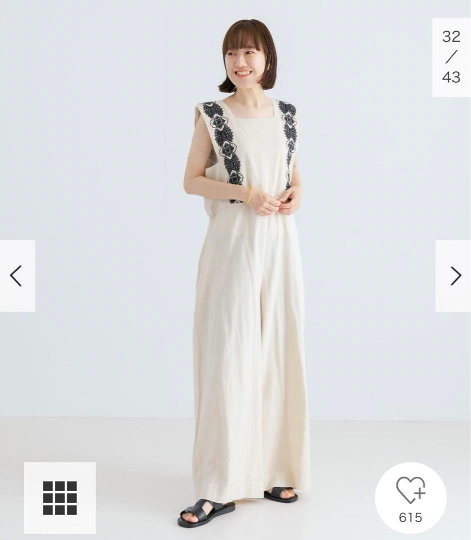 新品タグ付◆ URBAN RESEARCH コットンリネン刺繍オールインワン