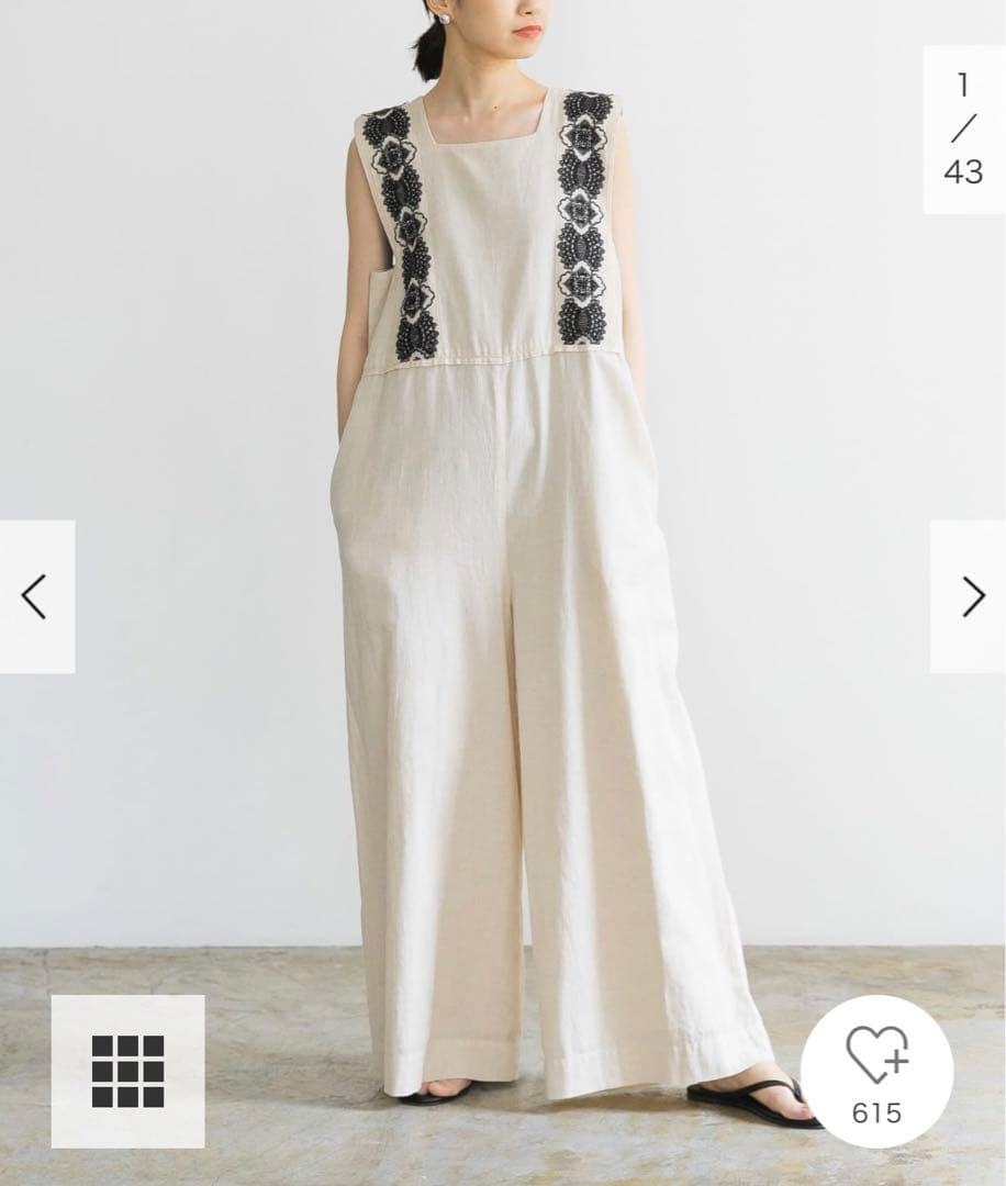 新品タグ付◆ URBAN RESEARCH コットンリネン刺繍オールインワン