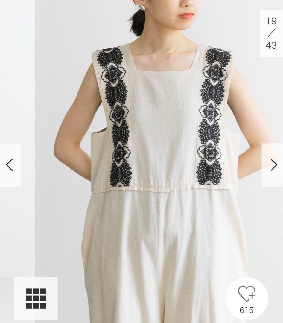 新品タグ付◆ URBAN RESEARCH コットンリネン刺繍オールインワン