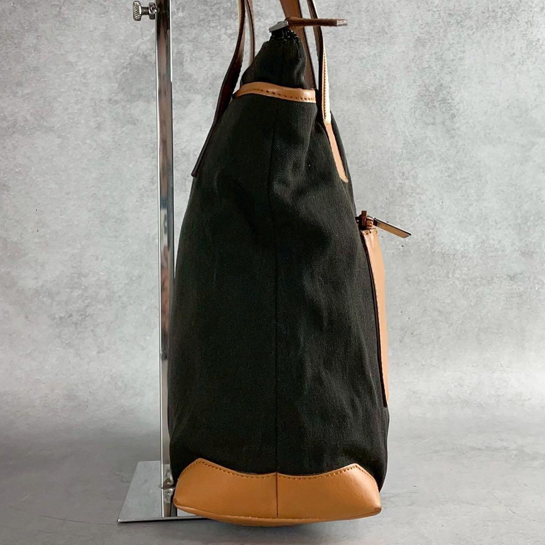 美品 グッチ トートバッグ GG キャンバス 裏地GGパターン レザー ブラウン