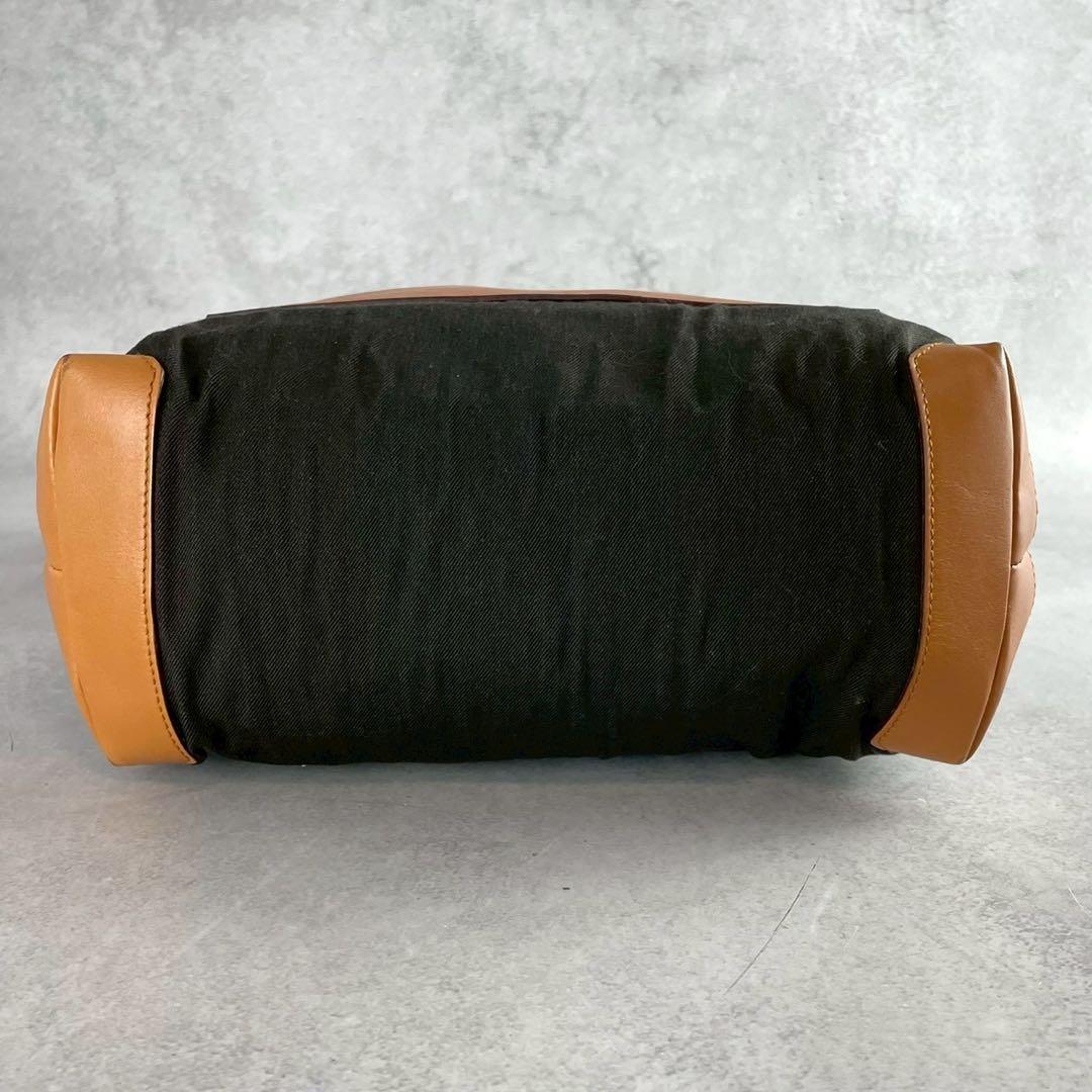 美品 グッチ トートバッグ GG キャンバス 裏地GGパターン レザー ブラウン