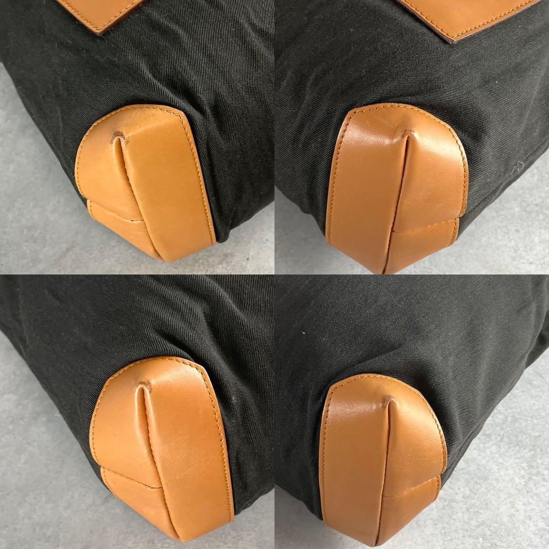 美品 グッチ トートバッグ GG キャンバス 裏地GGパターン レザー ブラウン