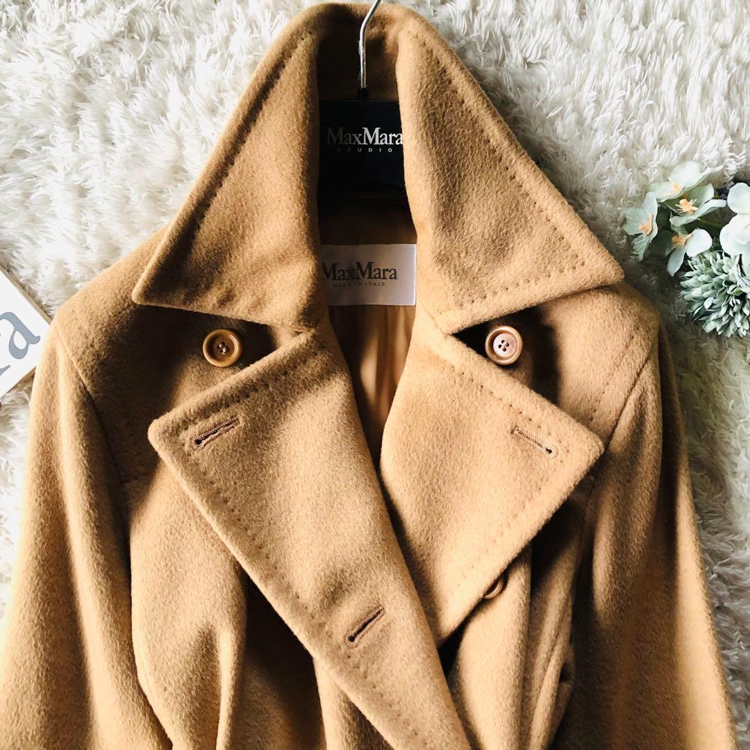 美品✨マックスマーラ マニュエラコート キャメル100% 女優襟 白タグ 38