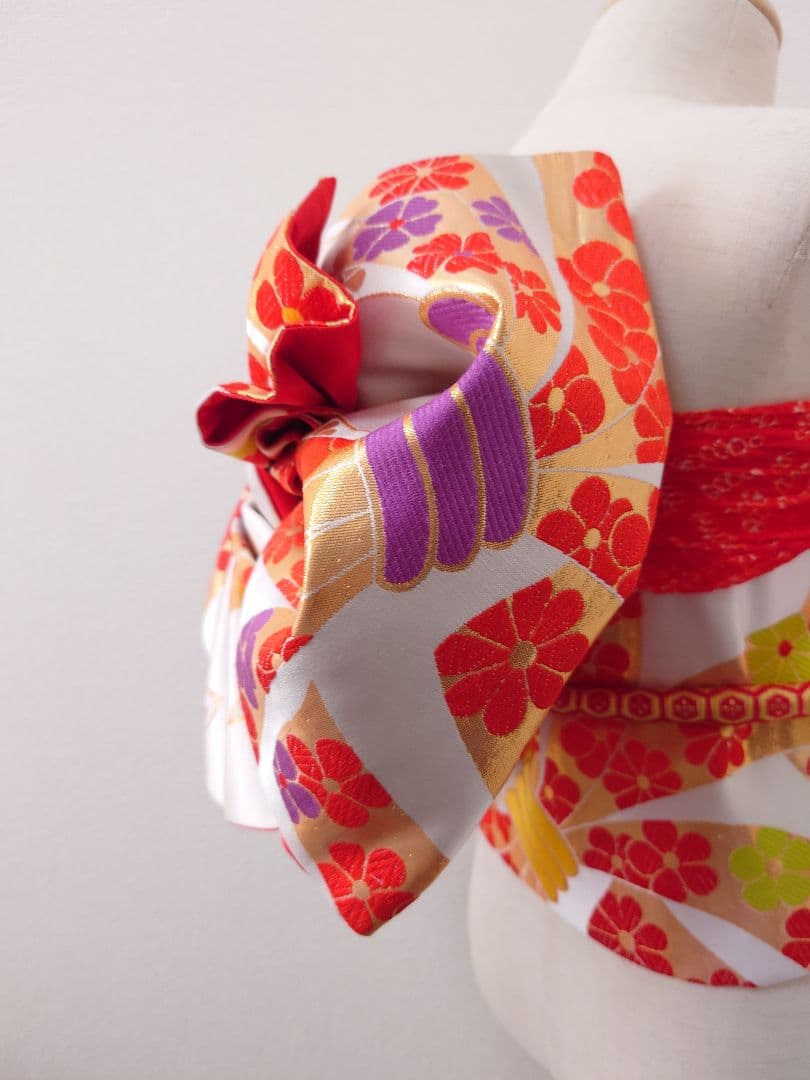 七五三　ハーフ成人式　ジュニア帯　袋帯からの作り帯　1点物　白