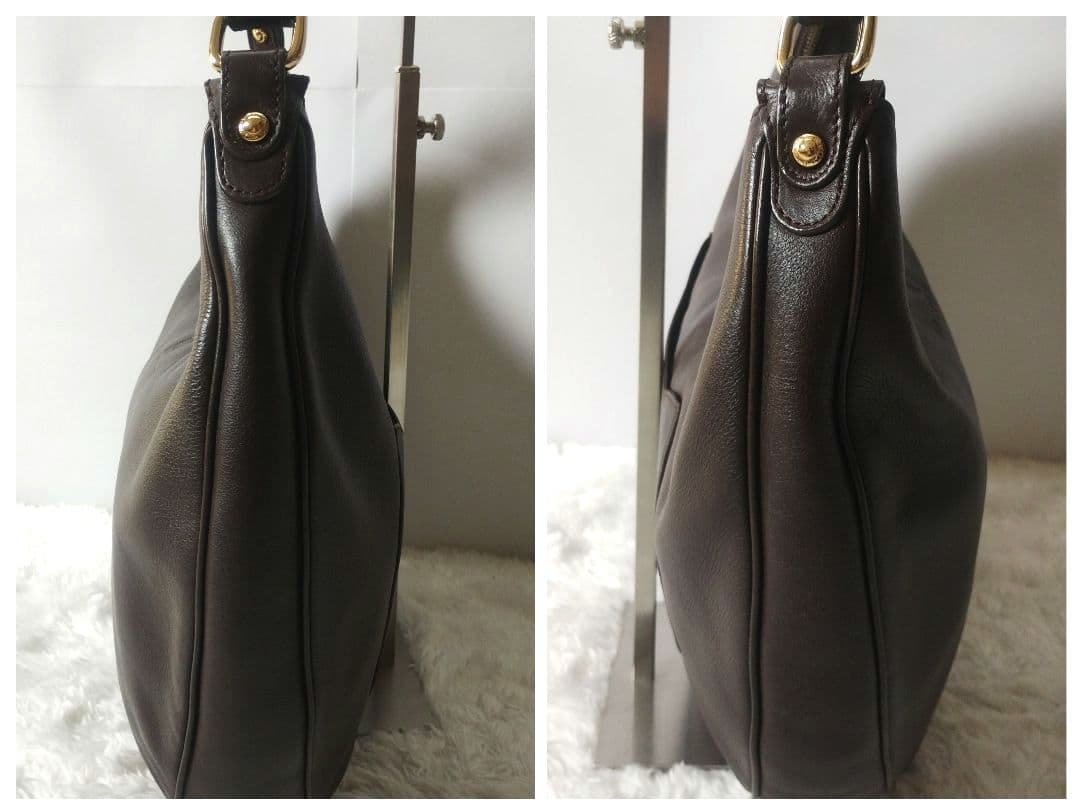 【美品】モラビト　MORABITO　ホーボー　ショルダーバッグ　金具　ブラウン