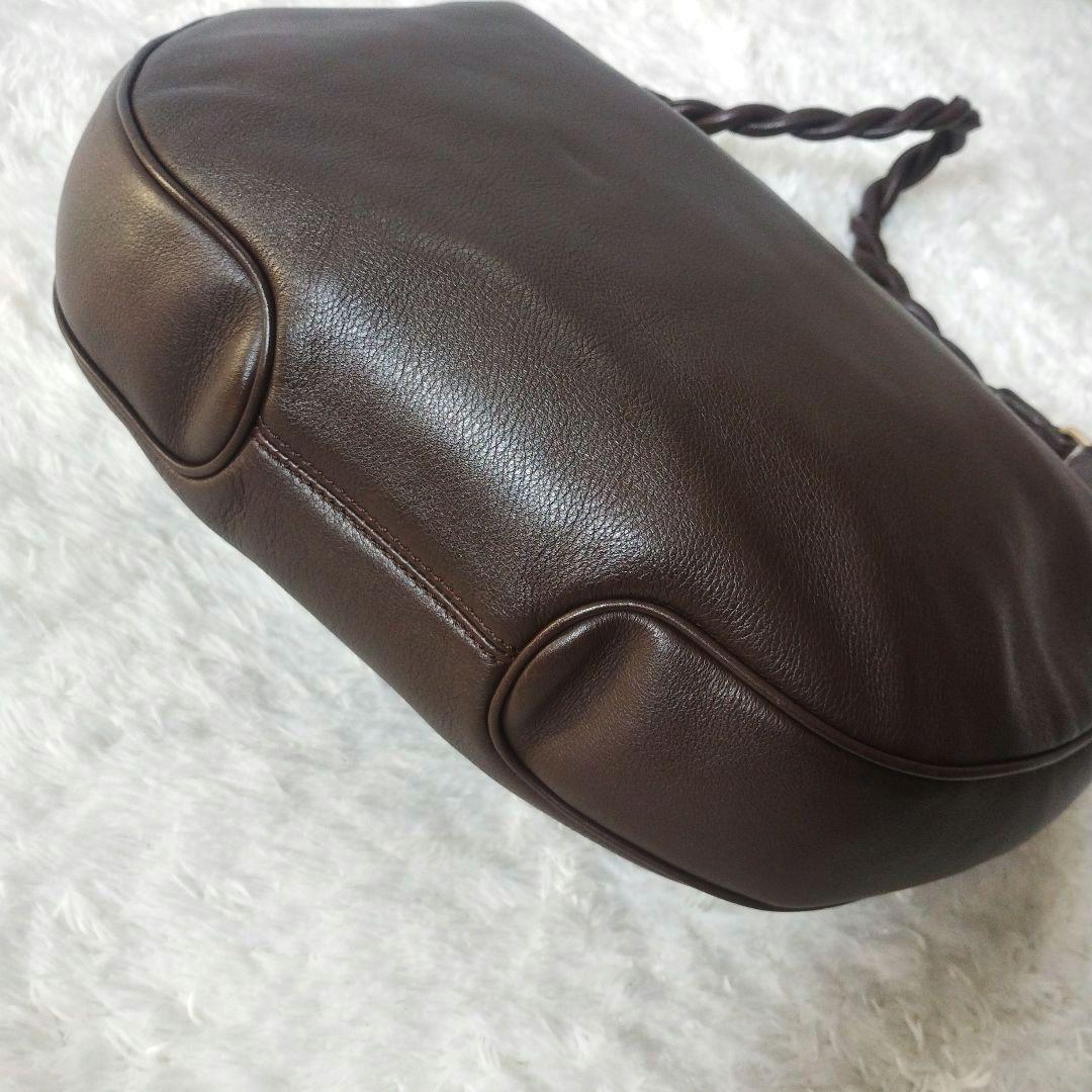 【美品】モラビト　MORABITO　ホーボー　ショルダーバッグ　金具　ブラウン