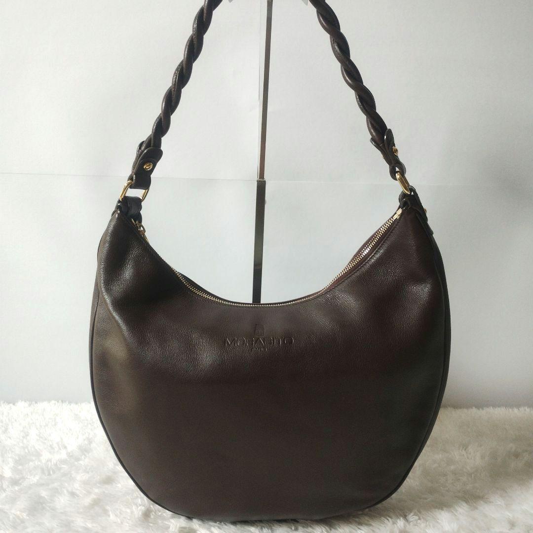 【美品】モラビト　MORABITO　ホーボー　ショルダーバッグ　金具　ブラウン