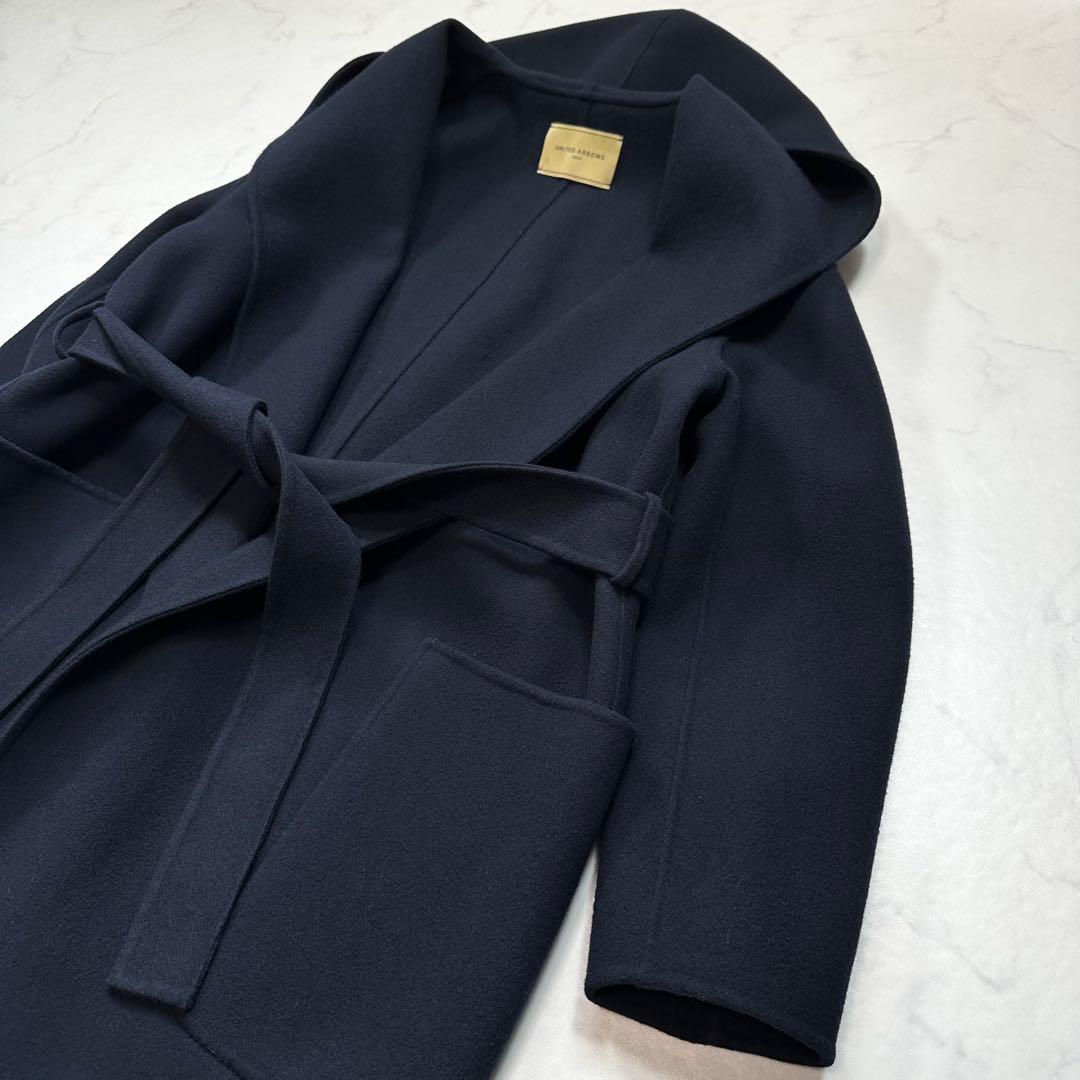 未使用級◎ユナイテッドアローズ UGCB ダブルフェイスフーデッドコート 紺36