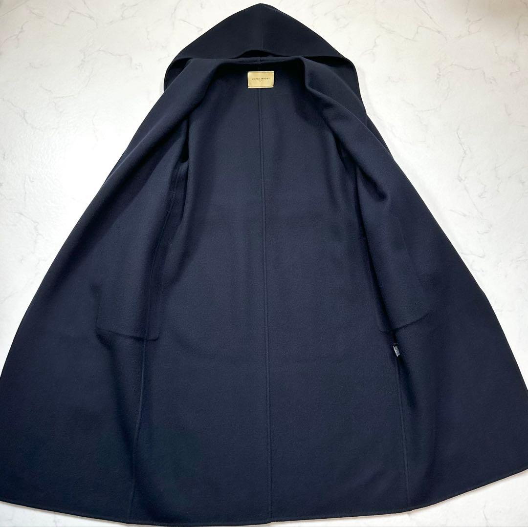 未使用級◎ユナイテッドアローズ UGCB ダブルフェイスフーデッドコート 紺36