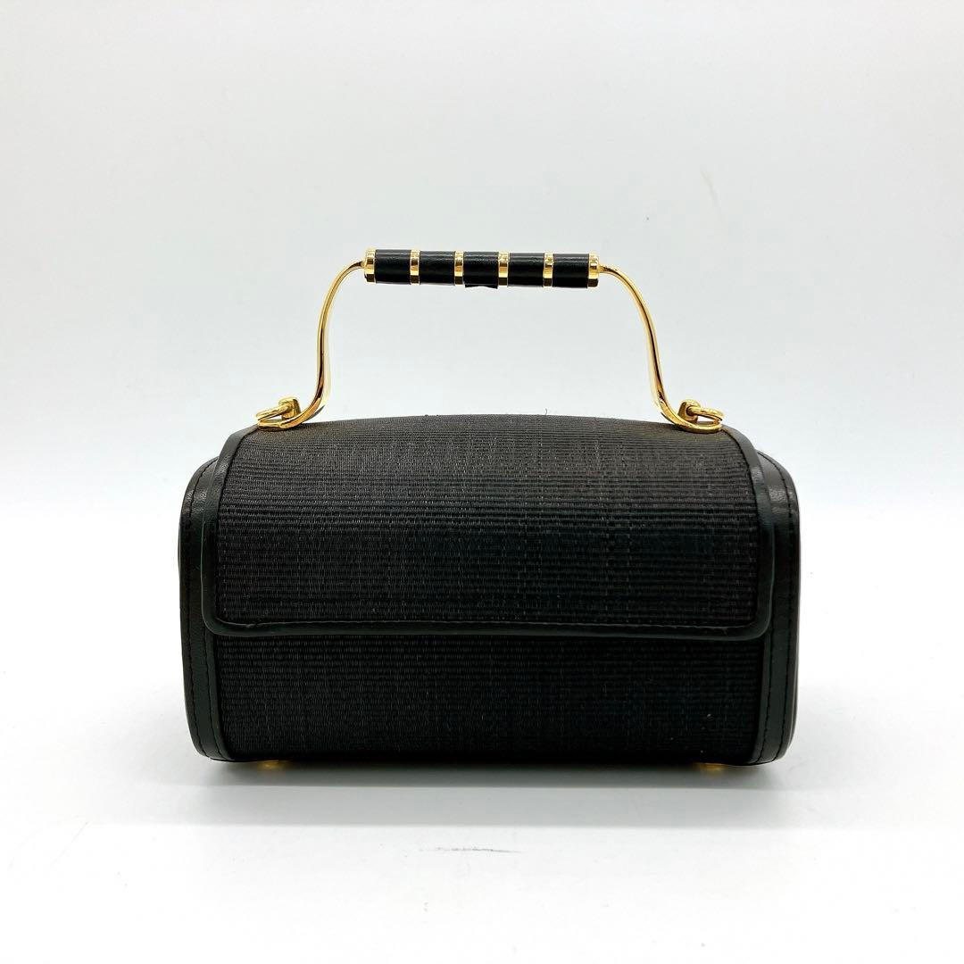 美品【COMTESSE】ミニバニティバッグ　ゴールド金具　ホースヘア　ブラック.