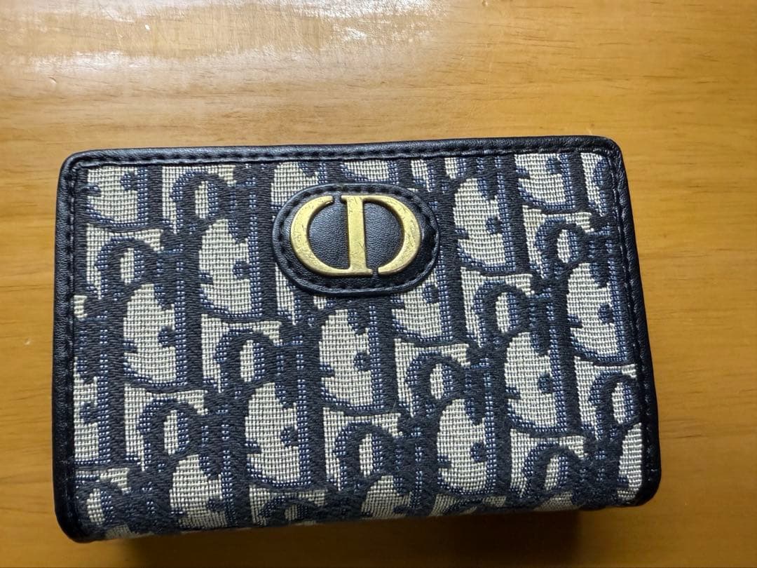 Christian Dior 二つ折り財布 ネイビー/ベージュ