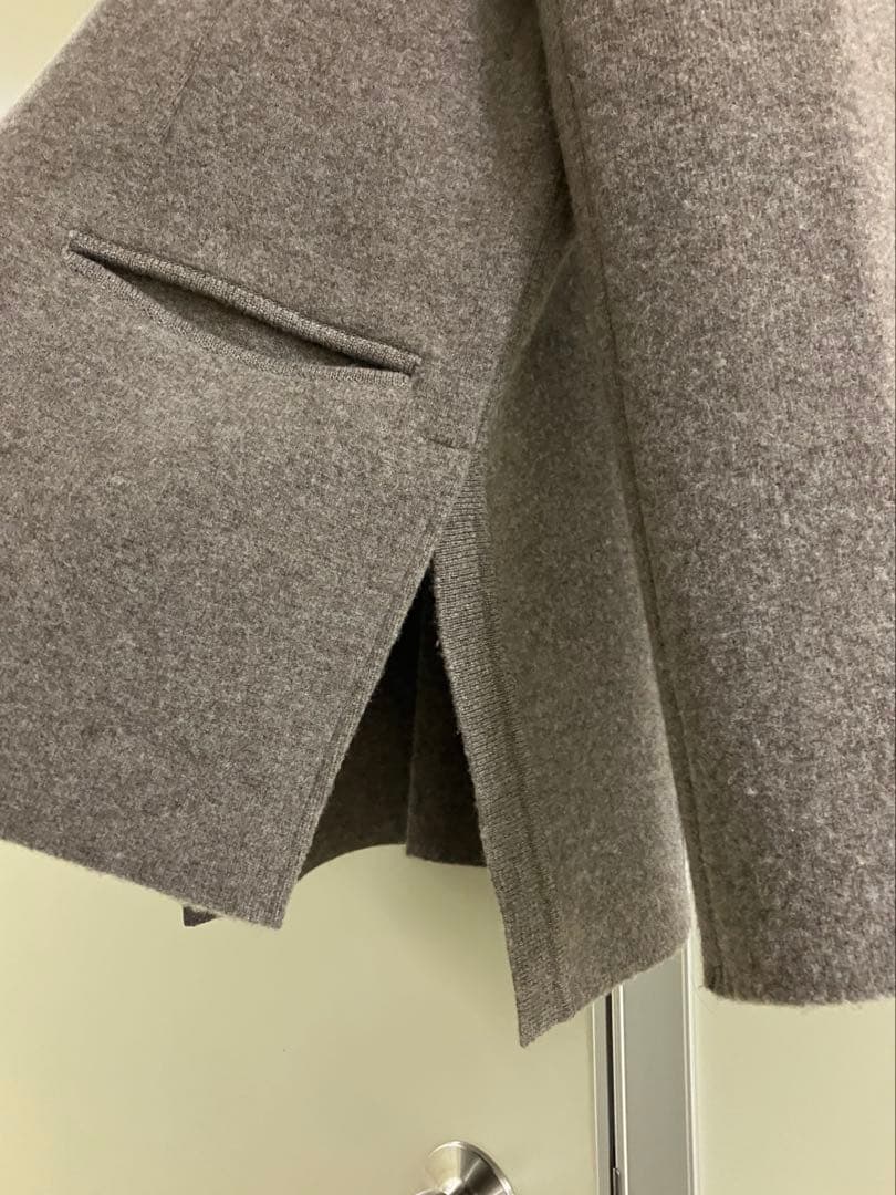 【Kheiki】 BROWN \"Collarless Knit Jacket\"