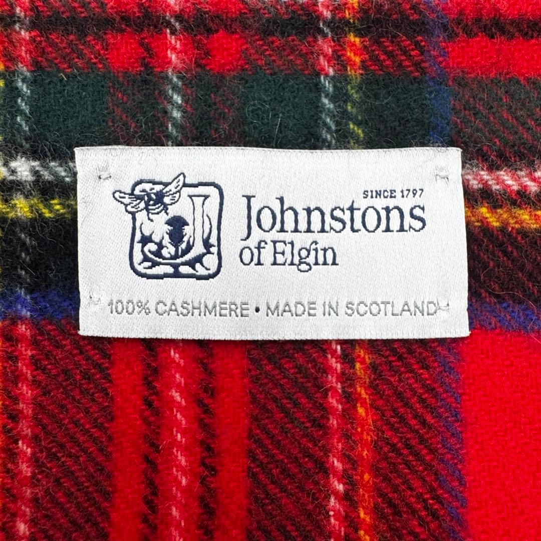 Johnstons ジョンストンズ カシミヤ マフラー 赤 チェック 186cm