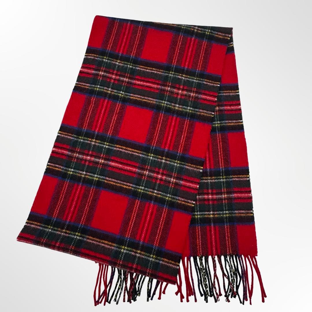 Johnstons ジョンストンズ カシミヤ マフラー 赤 チェック 186cm