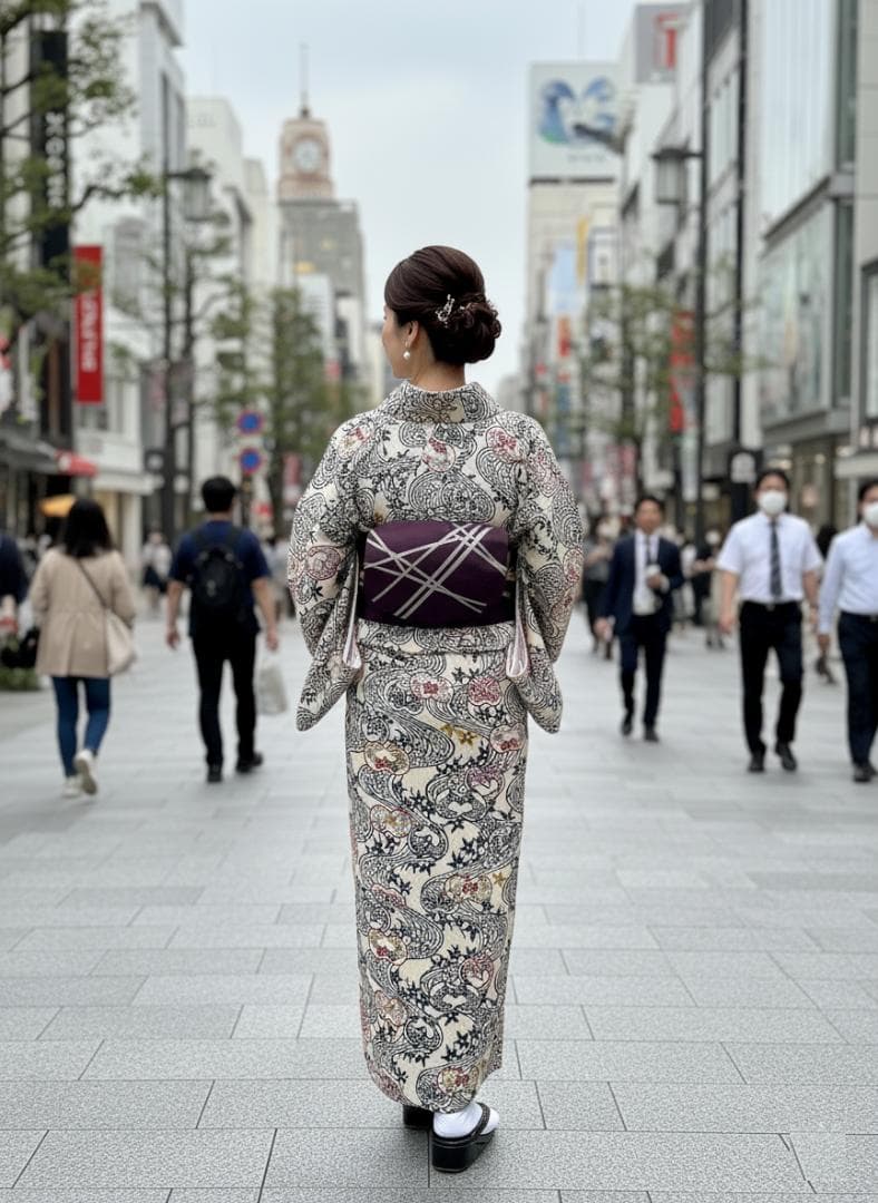 栗山吉三郎　和染紅型【誂え】　しつけ付き　証紙付き　浜ちりめん