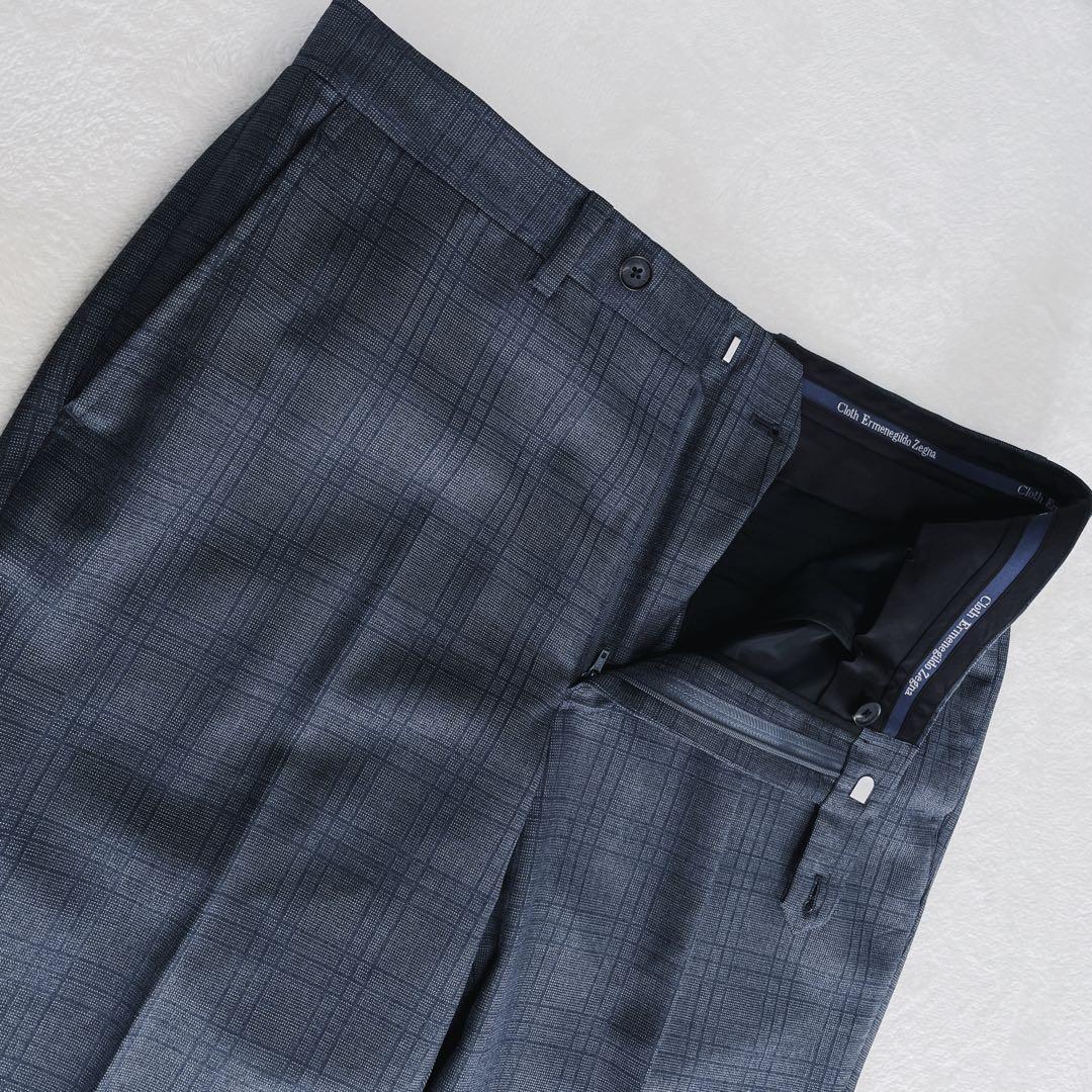 美品　エルメネジルドゼニア エレクタ　スーツサイドベンツ　グレー　チェック　L