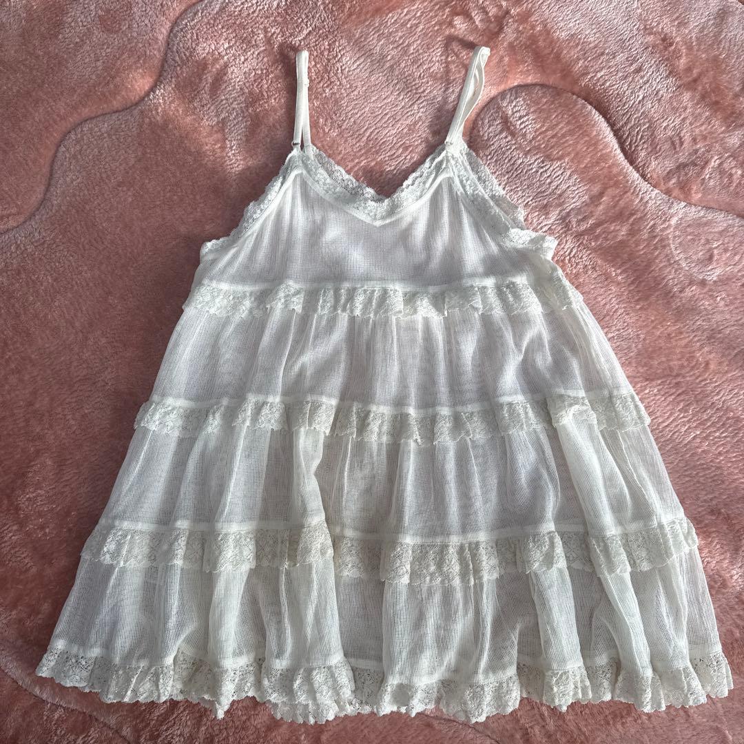 Dot＆Stripes メッシュキャミブラウス