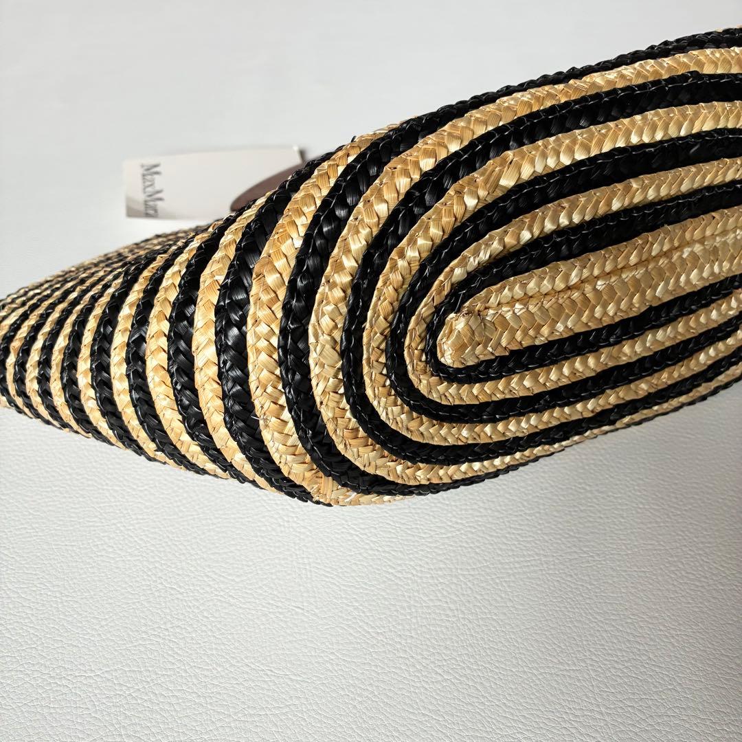 新品タグ付✨Max Mara　マックスマーラ　カゴバッグ　木製ハンドル　ロゴ刻印