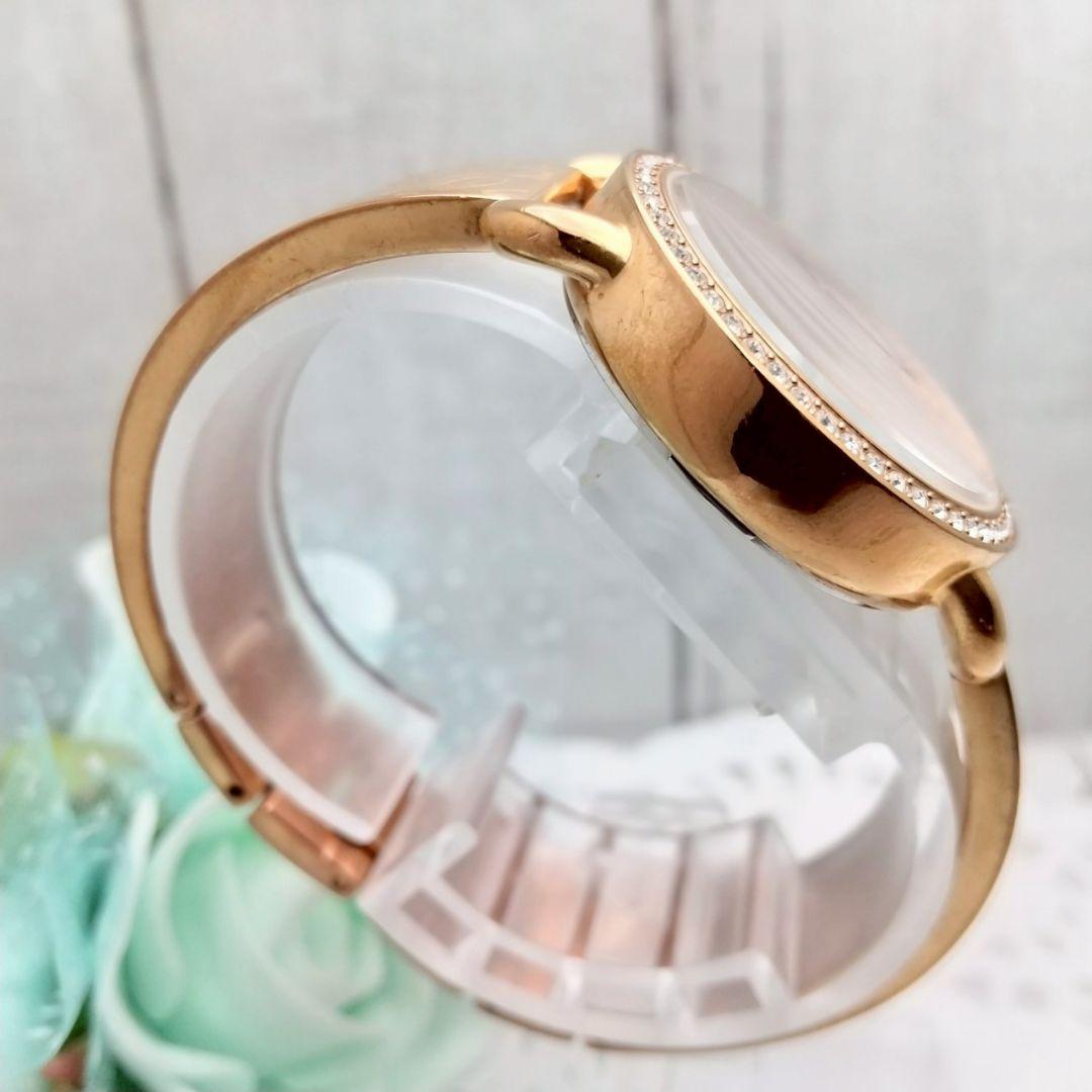 稼働品 美品 コーチ バングル腕時計 レディース ストーン付き 馬車ロゴ