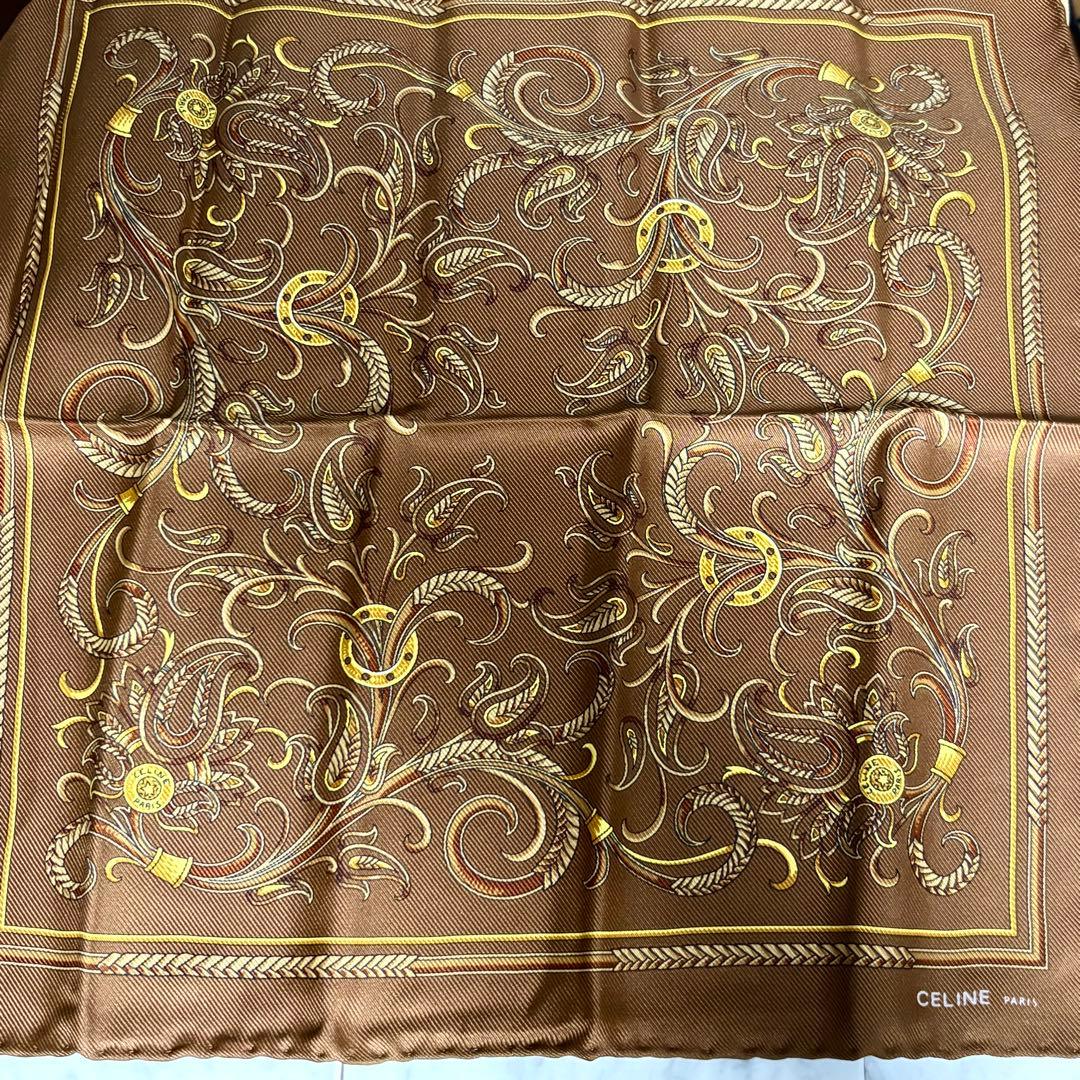 CELINE ネクタイ ハンカチ 箱付き ブラウン系 ペイズリー柄