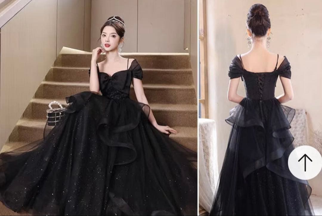 黒ドレス 文化祭 ブラック ロングドレス