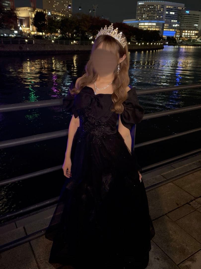 黒ドレス 文化祭 ブラック ロングドレス