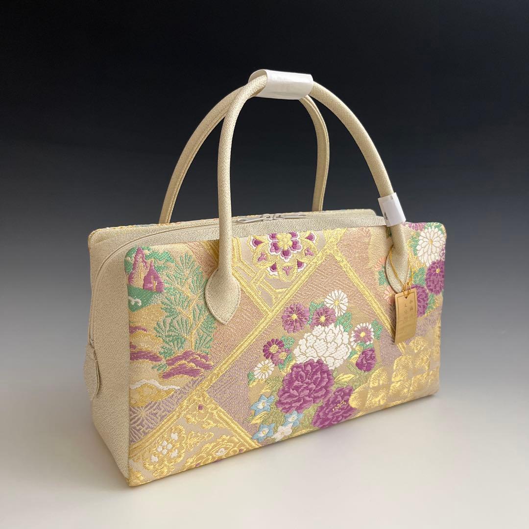 新品未使用品　京都 西陣織正絹帯地使用　利休バッグお茶席　25904