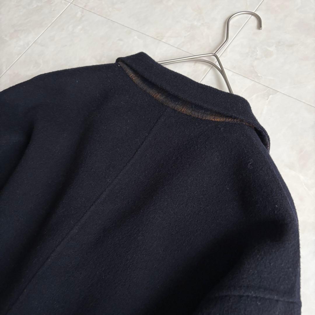 human woman ウールリバー チェスターコート チェック×ネイビー M