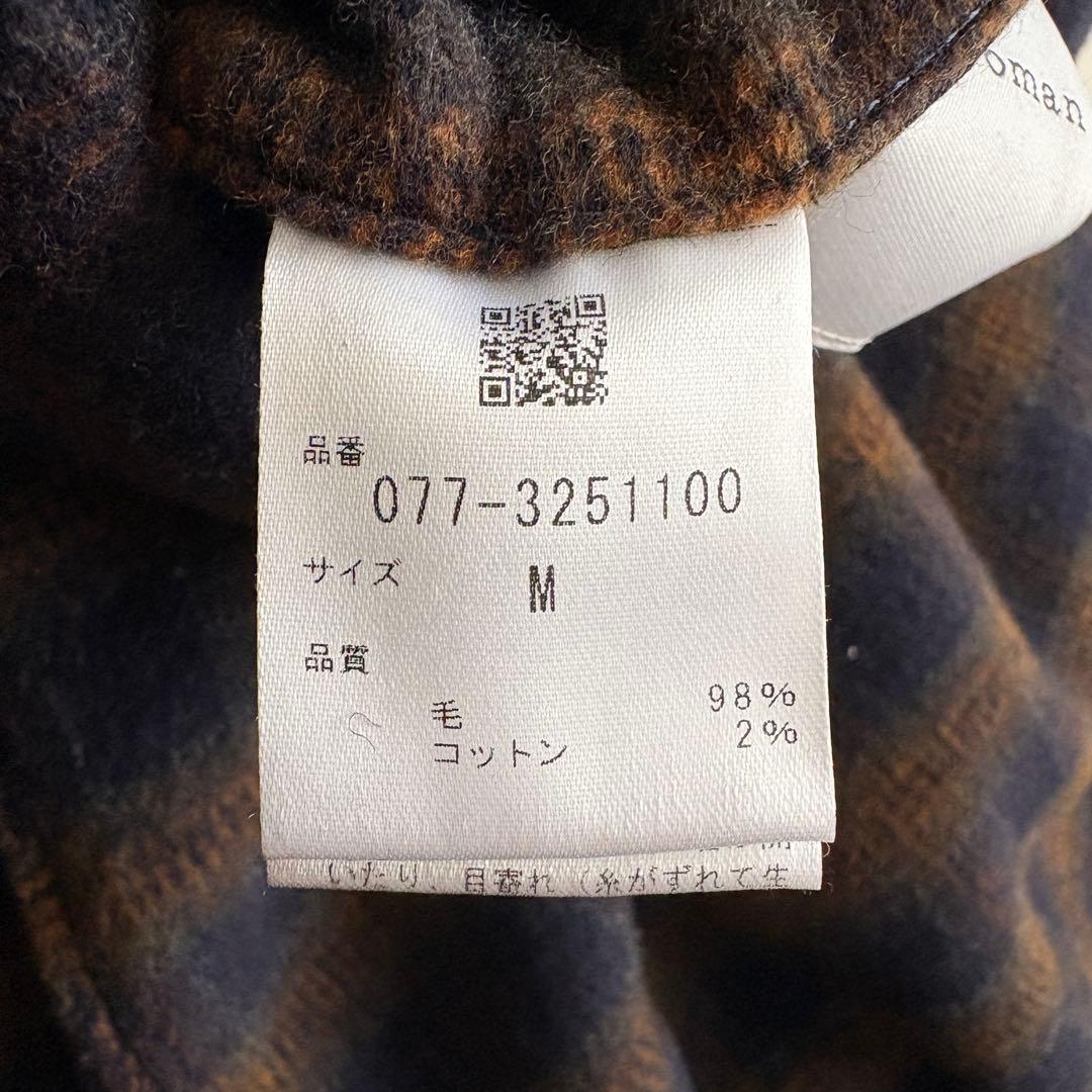 human woman ウールリバー チェスターコート チェック×ネイビー M