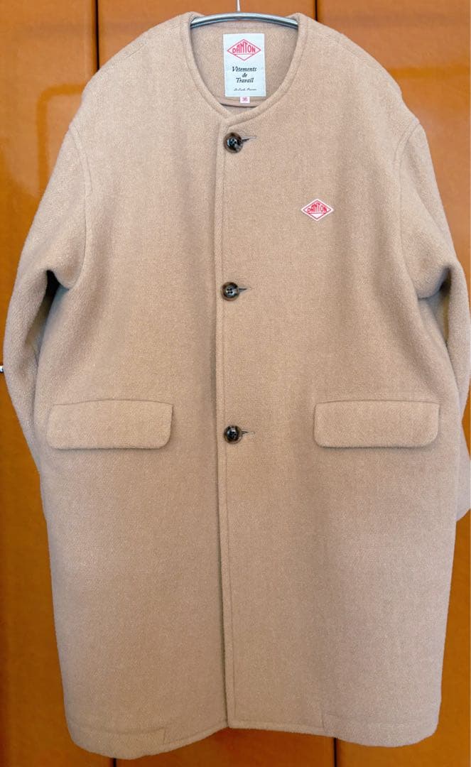 DANTON ノーカラーコート ベージュ 36