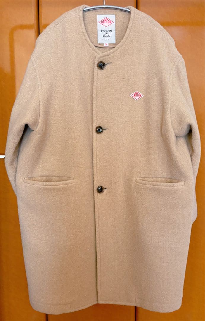 DANTON ノーカラーコート ベージュ 36