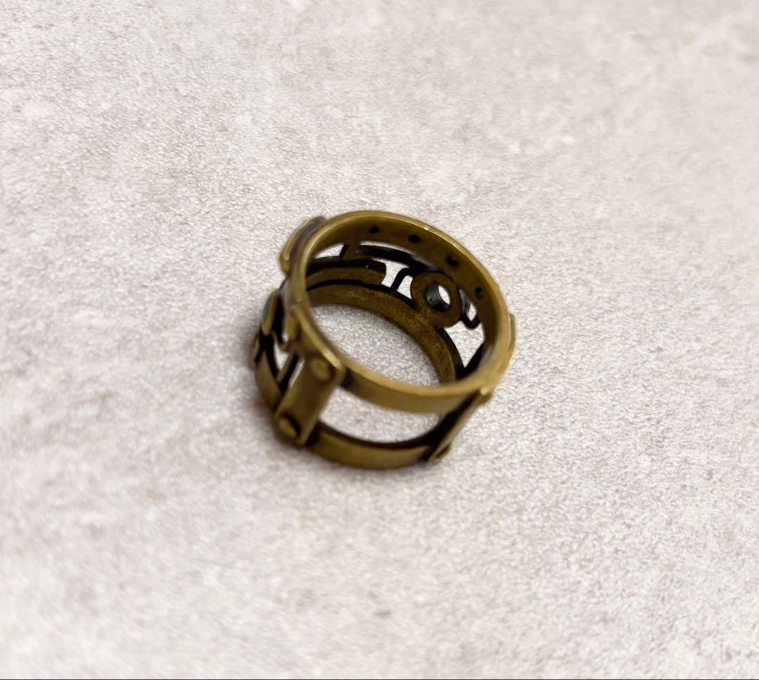 アンティーク調 スチームパンク リング ターコイズ