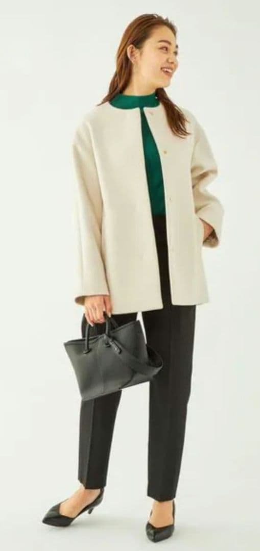 SENTDALE WOOL セントデールウール ノーカラー ミドル コート