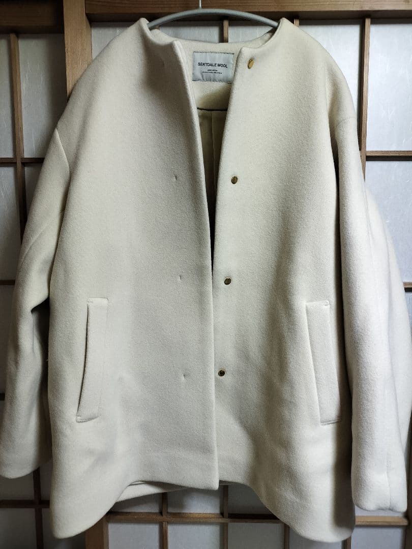SENTDALE WOOL セントデールウール ノーカラー ミドル コート