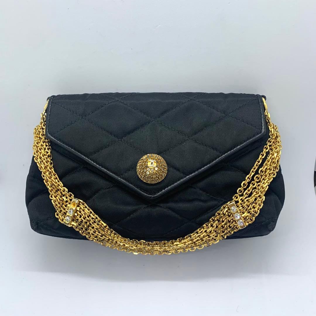 美品　CHANEL　ダイア　パーティーバッグ　ゴールド　チェーンショルダーバッグ