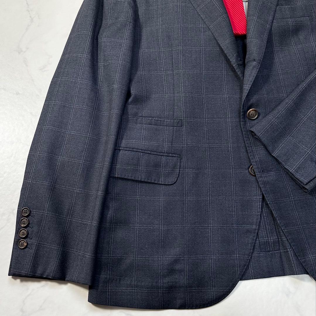 ブルネロクチネリ 最高峰ヴァージンウール ペンチェック 濃紺 XXL相当 54