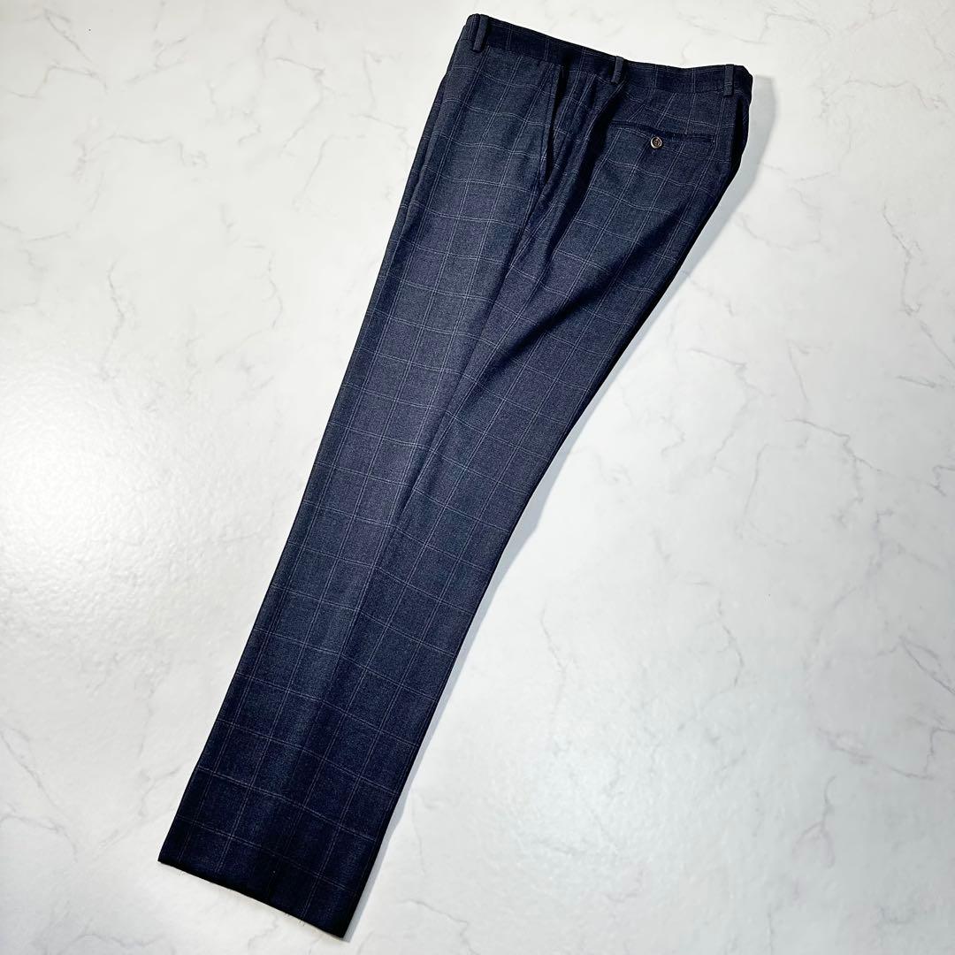 ブルネロクチネリ 最高峰ヴァージンウール ペンチェック 濃紺 XXL相当 54